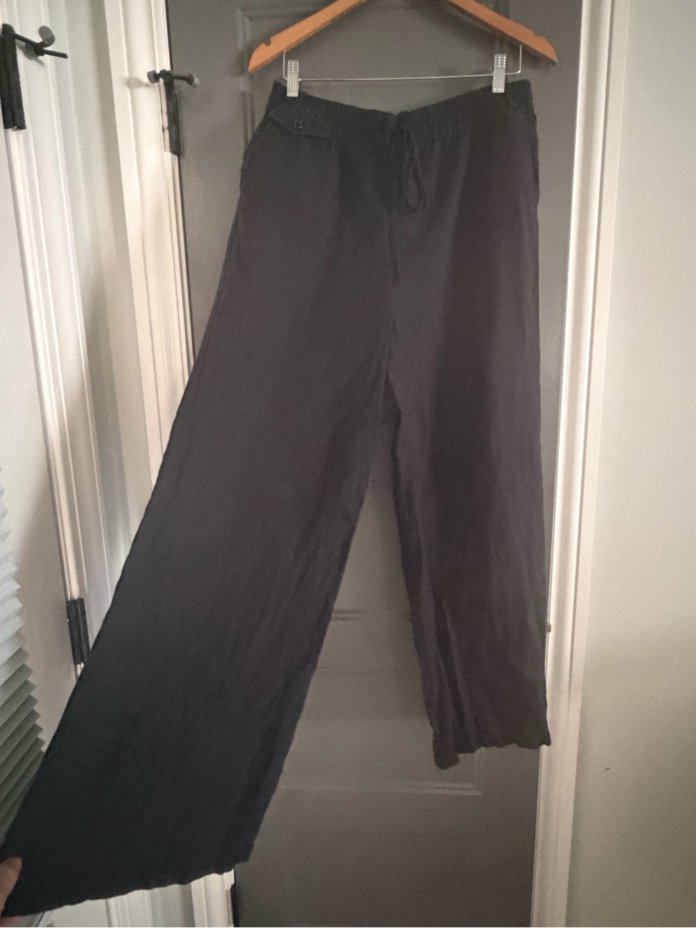 Athleta Wide-Leg 100% Linen Black beach summer Pants M